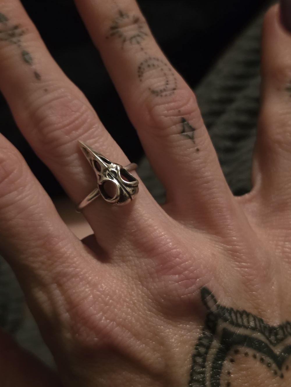 Sterling Silver Bird Skull Ring - Silver Gothic Statement